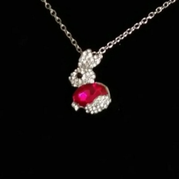 Rhinestone Rabbit Necklace - Picture 2 of 2